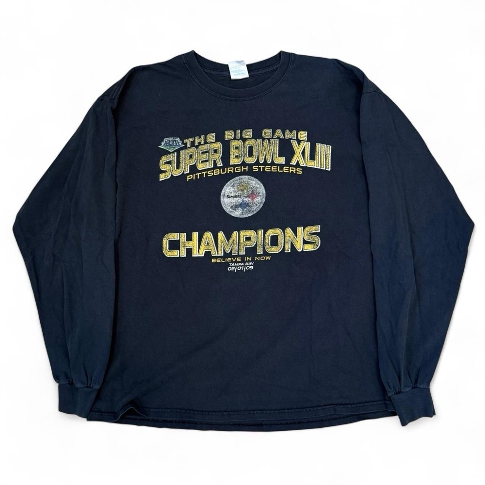 Pittsburgh Steelers 2009 Super Bowl Champs Long Sleeve Black Shirt Men's Size XL
